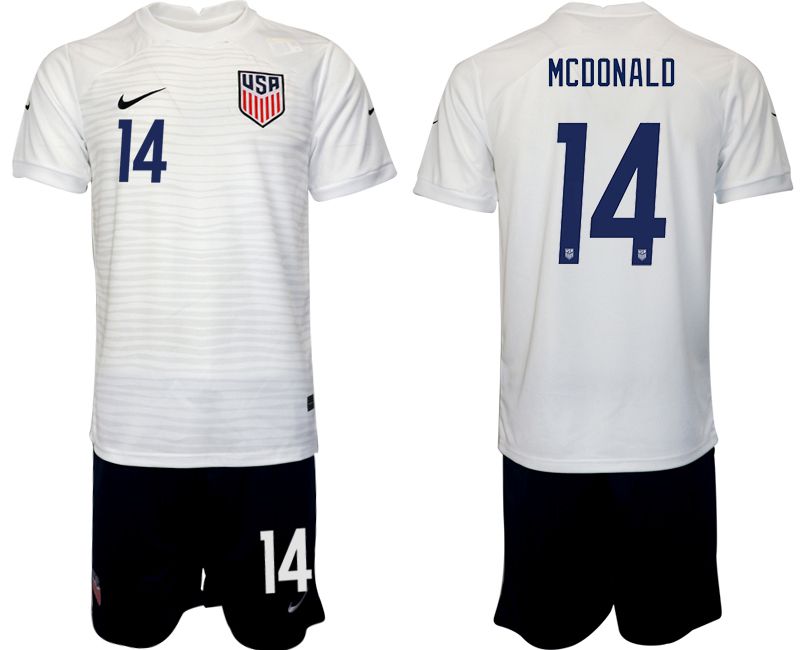 Men 2022 World Cup National Team United States home white #14 Soccer Jersey